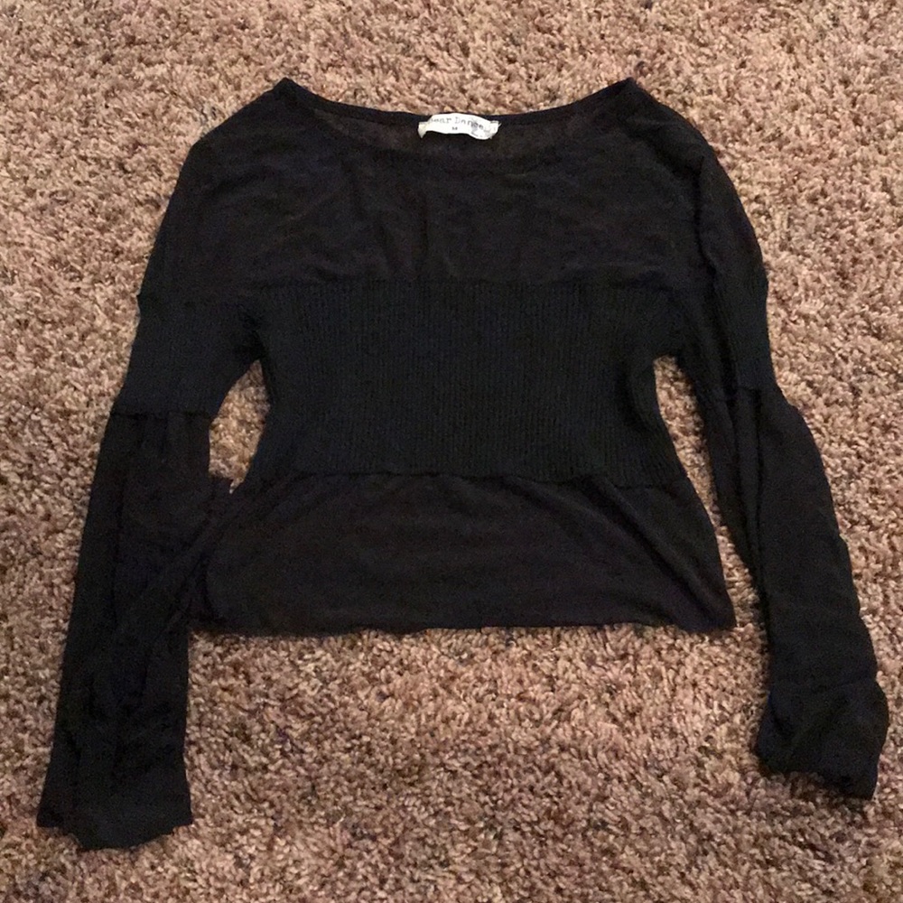 Black mesh crop top
